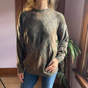 Vintage 90s Dockers Argyle Sweater Made in Korea Grandpa Dark Academia M